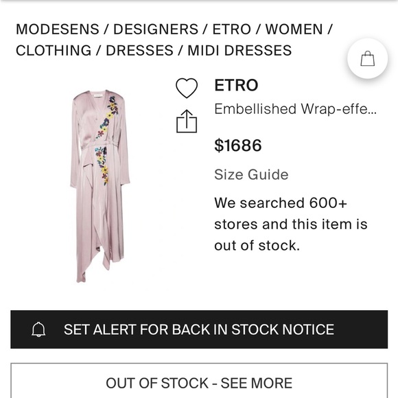 Etro Midi Dress Embellished with a Wrap-Effect in Satin & Sz38 NWT - Picture 8 of 9